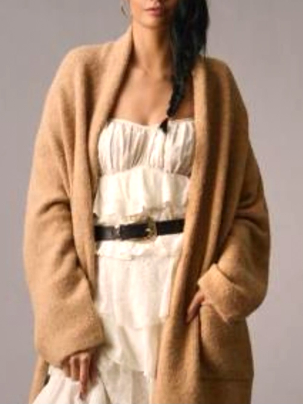 Sleeping On Snow Anthropologie Duster Cardigan Alpaca Blend Camel Brown